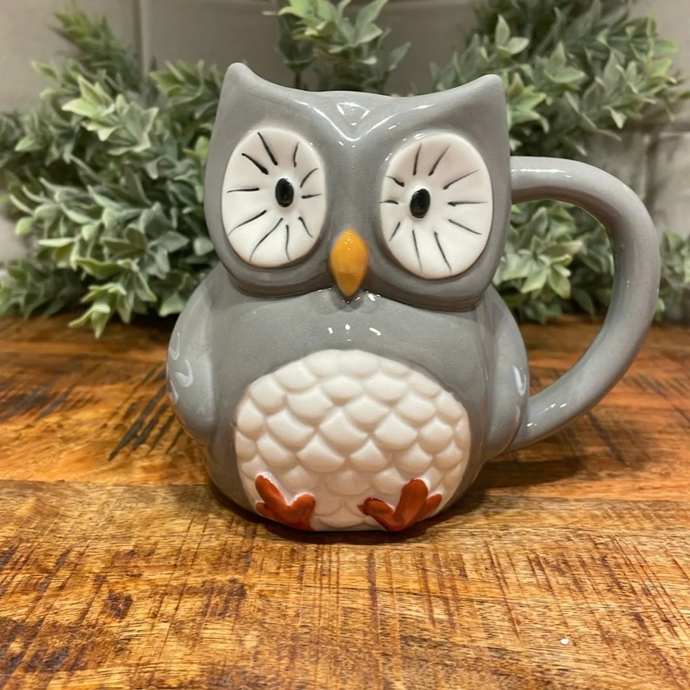 Threshold Gray & White Owl Cup Mug Never Used